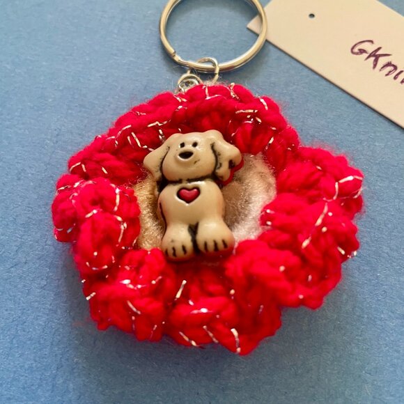 Keychain Charm, Little Dog Keychain, Handmade Bag Charm - Picture 5 of 5